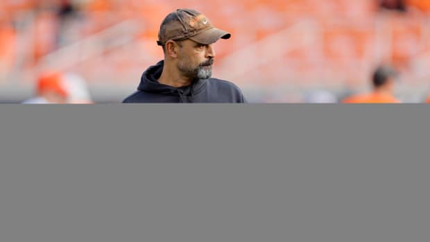 Sep 16, 2023; Stillwater, Oklahoma, USA; Oklahoma State offensive coordinator Kasey Dunn before an NCAA football game between Oklahoma State and South Alabama at Boone Pickens Stadium. South Alabama won 33-7. Mandatory Credit: Bryan Terry-USA TODAY Sports